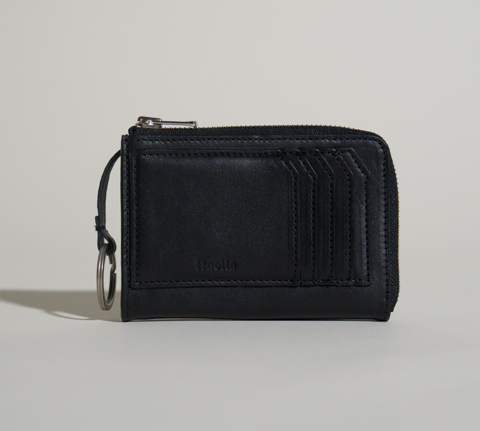 Black Leather Zip Wallet